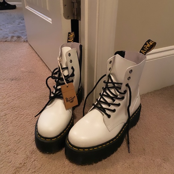 DR MARTENS Jadon Smooth White Platform Boots - Picture 2 of 3